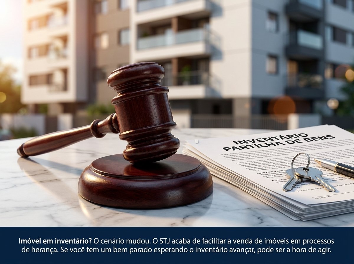 Chaves de imóvel sobre documentos de inventário representando decisão do STJ